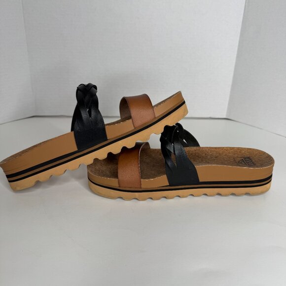 Reef Cushion Vita Hi Twist Platform Sandals Double Strap Slip On Womens 10 Tan B - Picture 7 of 8